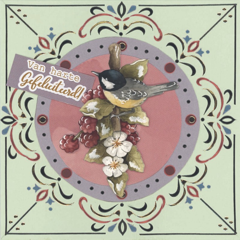3D Push Out Sheet - Precious Marieke - Birds and Berries - Raspberries