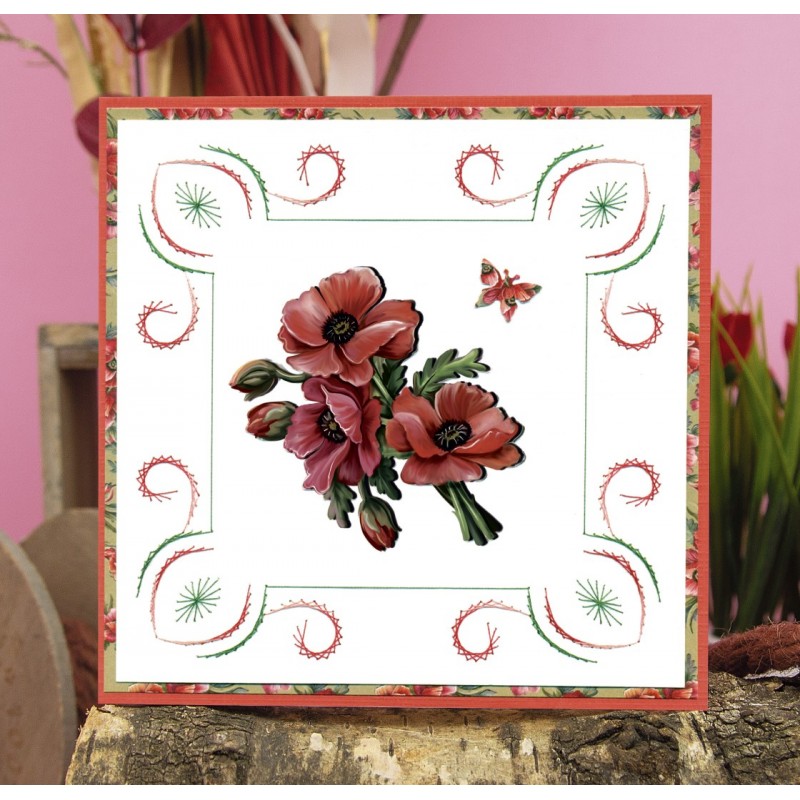 3D Push Out - Amy Design - Roses Are Red - Poppies
