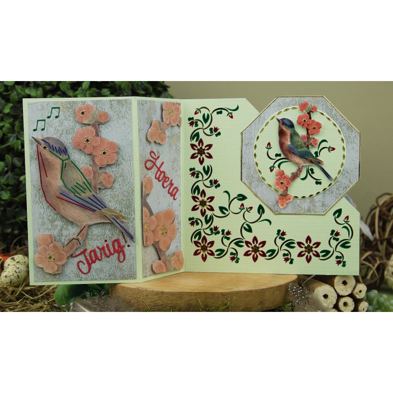 3D Push Out - Jeanine's Art - Vintage Birds - Stone Bird House