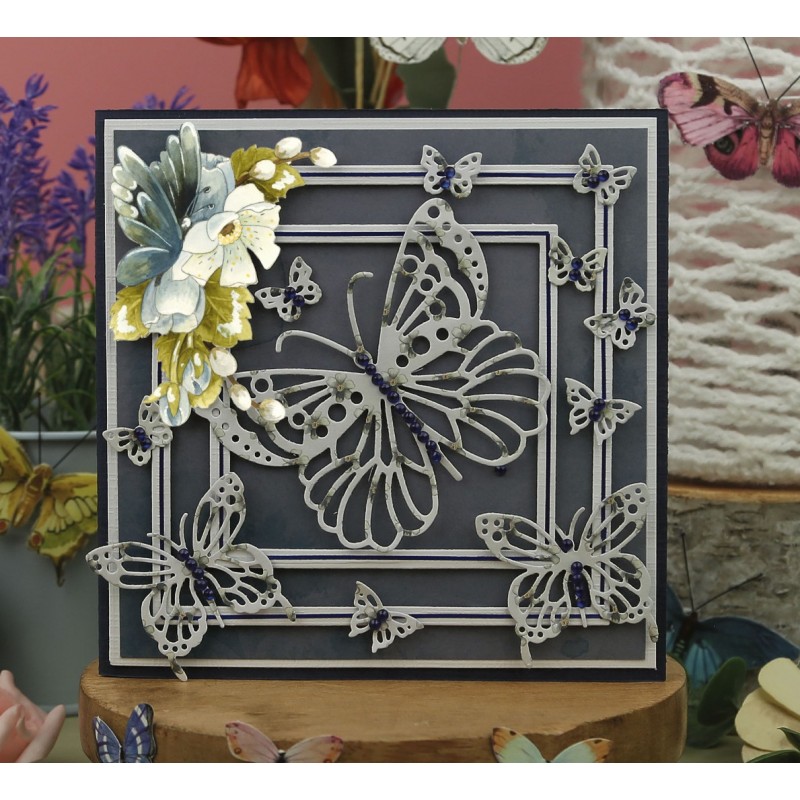 3D Push Out - Precious Marieke - Beautiful Butterfly - Blue