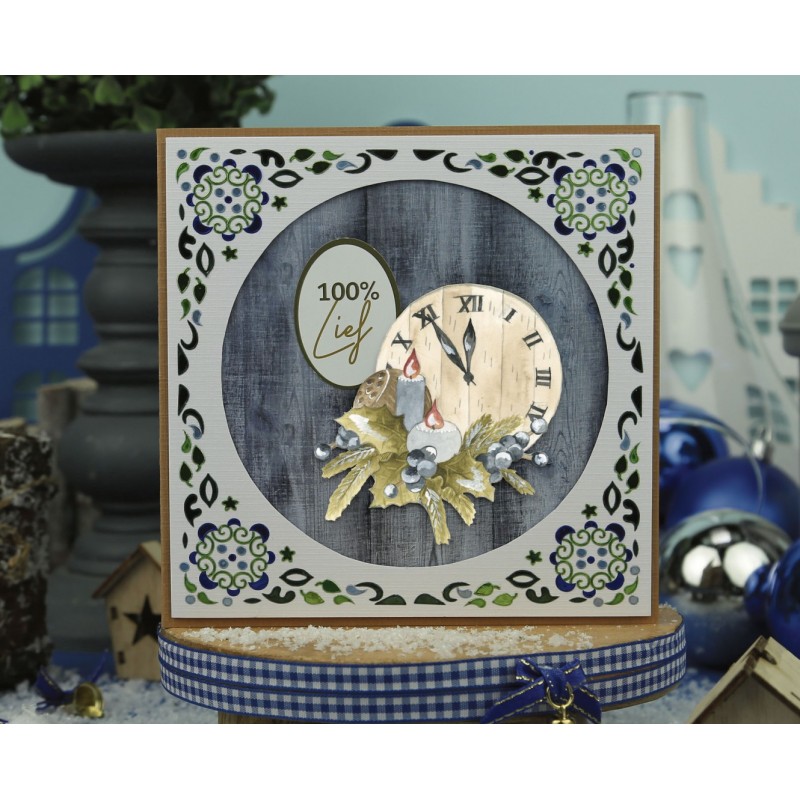 3D Push Out - Precious Marieke - Christmas Blues - Blue Clock