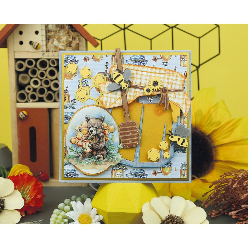 3D Push out - Yvonne Creations - Bee Honey - Brown Bear