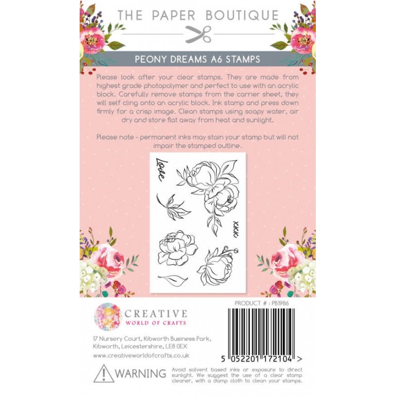 The Paper Boutique Peony Dreams A6 Stamp Set
