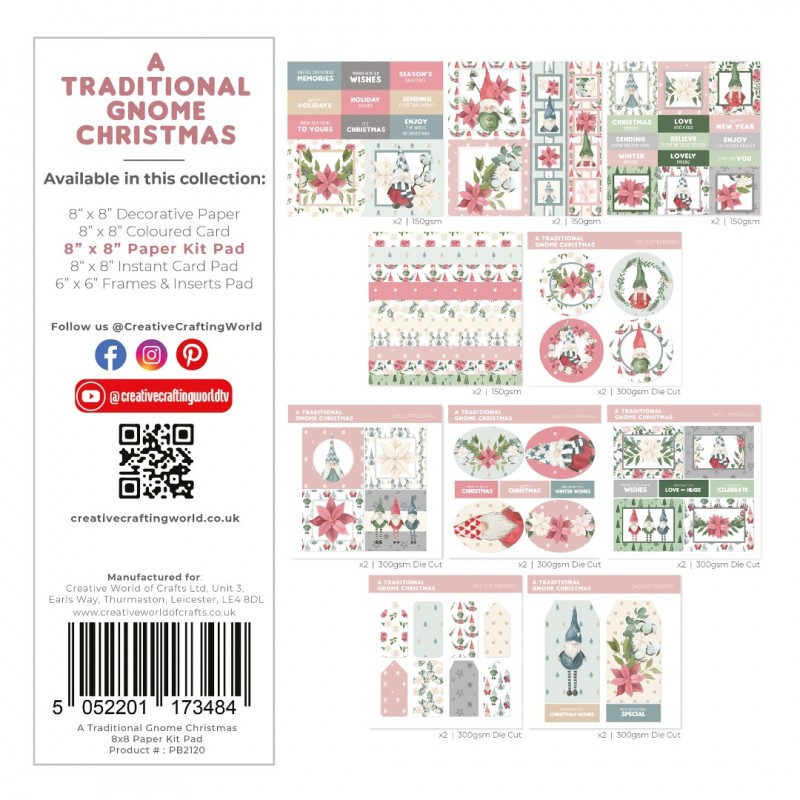 The Paper Boutique A Traditional Gnome Christmas 8x8 Paper Kit Pad