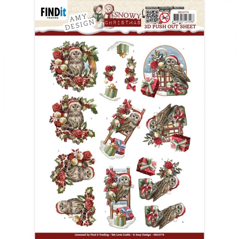 3D Push-Out - Amy Design - Snowy Christmas - Snowy Owl