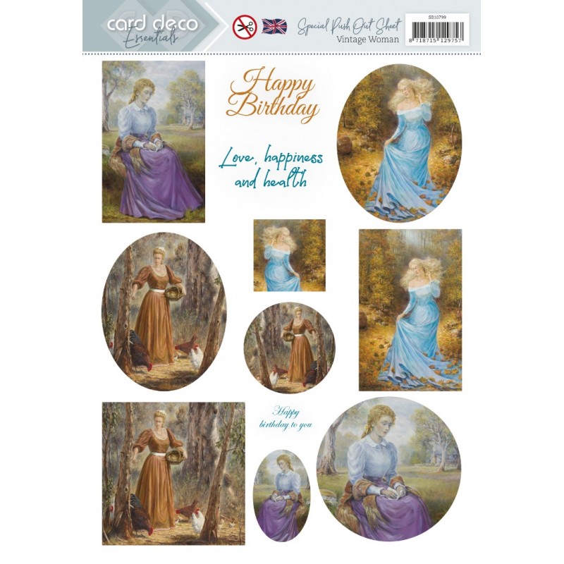 Special Push Out Sheet - Card Deco Essentials - Vintage Women - EN