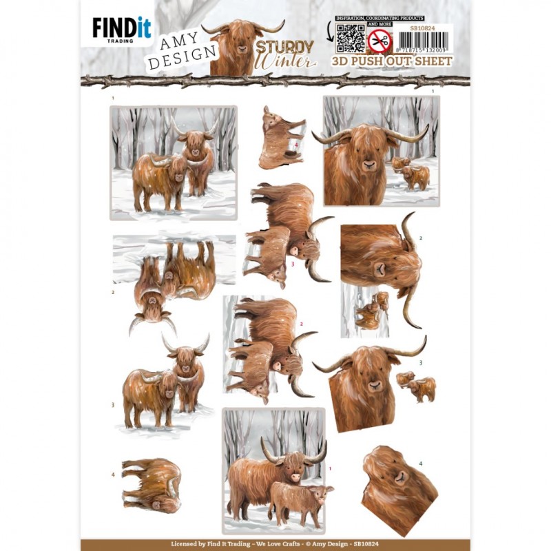 3D Push-Out - Amy Design - Sturdy Winter - Scottish Highlander