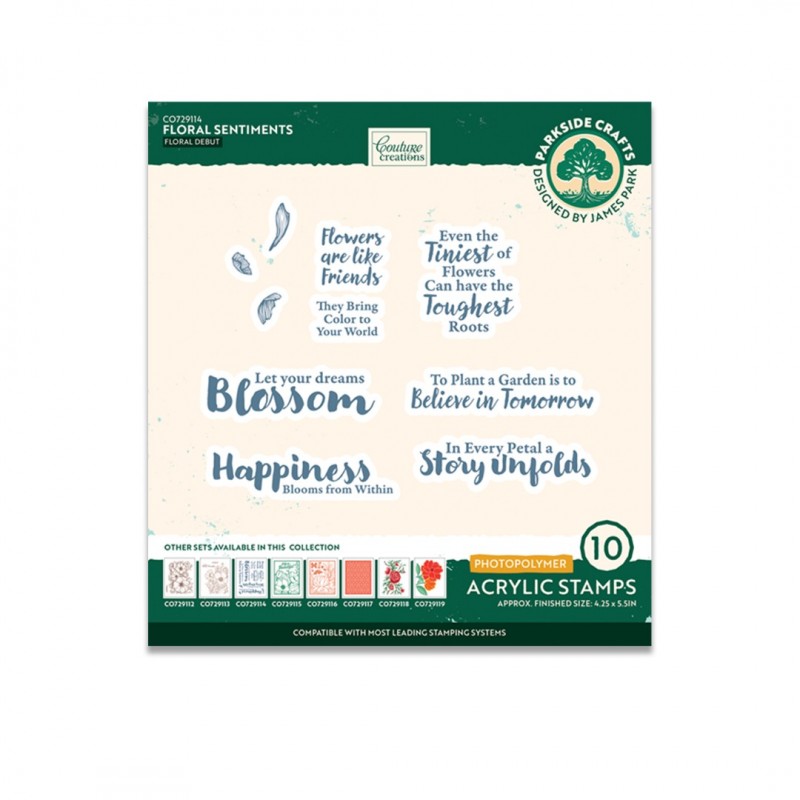 Floral Sentiments Acrylic Photopolymer Stamp Set 10pc