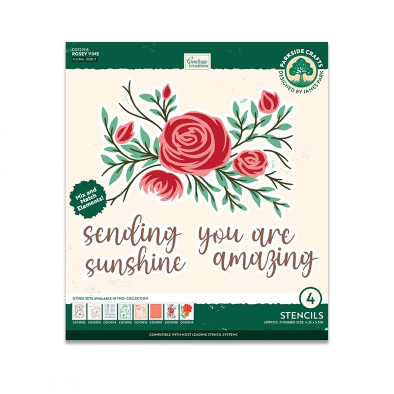 Rosey Vine Stencil Set 4pc