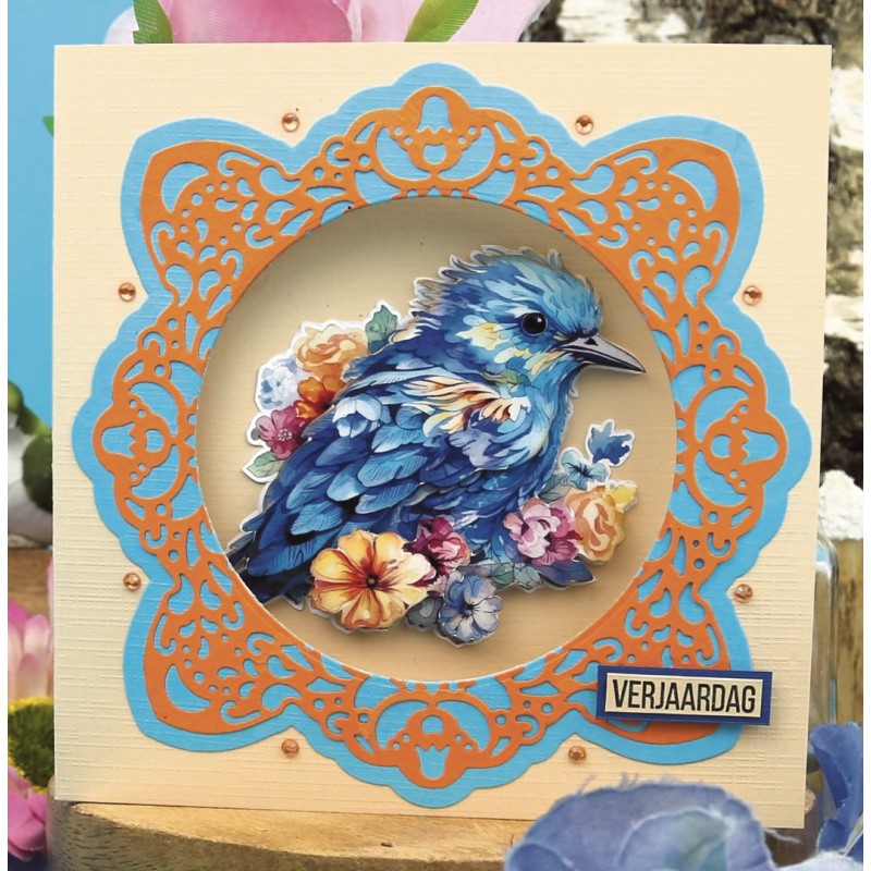3D Push Out - Berries Beauties - Happy Blue Birds - Blue Bird