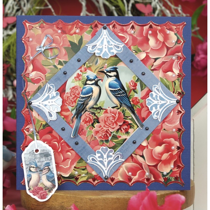 3D Push Out - Berries Beauties - Romantic Birds - Romantic Blue Jay