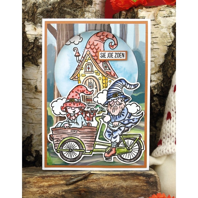 Clear Stamps - Yvonne Creations - Great Gnomes - Biking Gnome