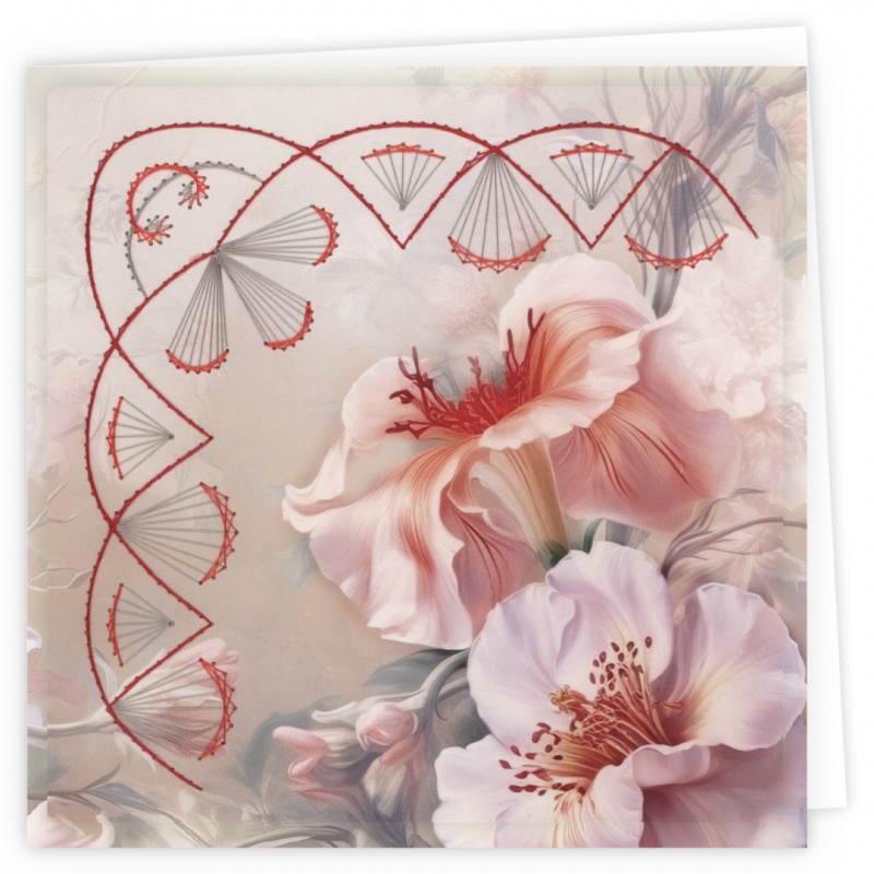 Stitch and Do Cards - Red Flowers