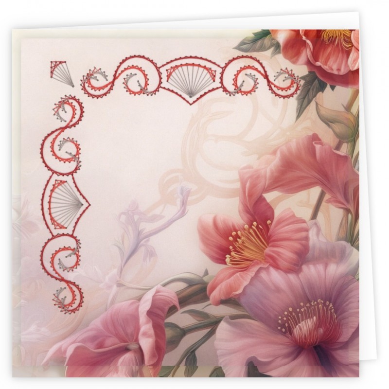 Stitch and Do Cards - Red Flowers
