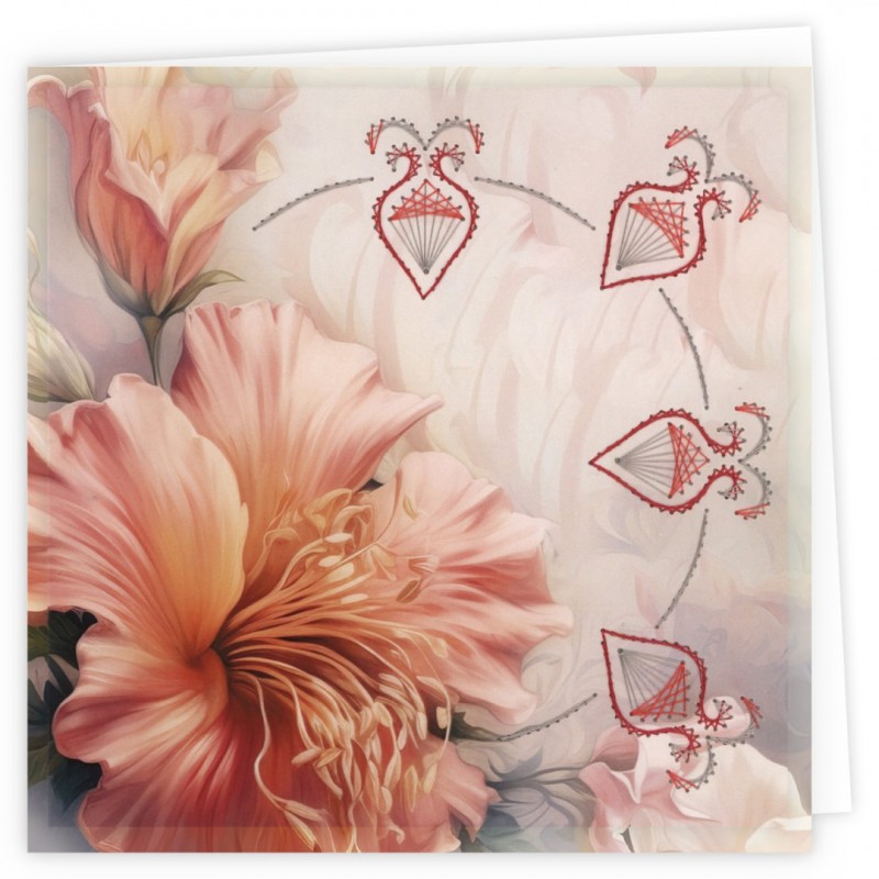 Stitch and Do Cards - Red Flowers
