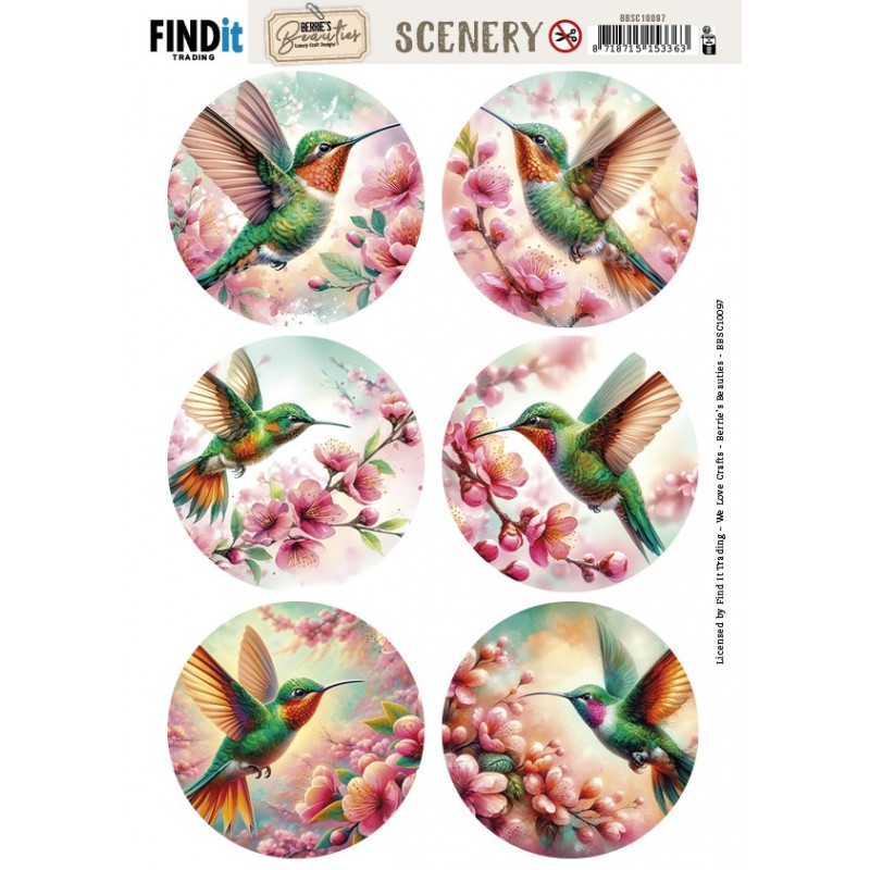 Scenery Push out - Berries Beauties - Lovely Hummingbirds - Round
