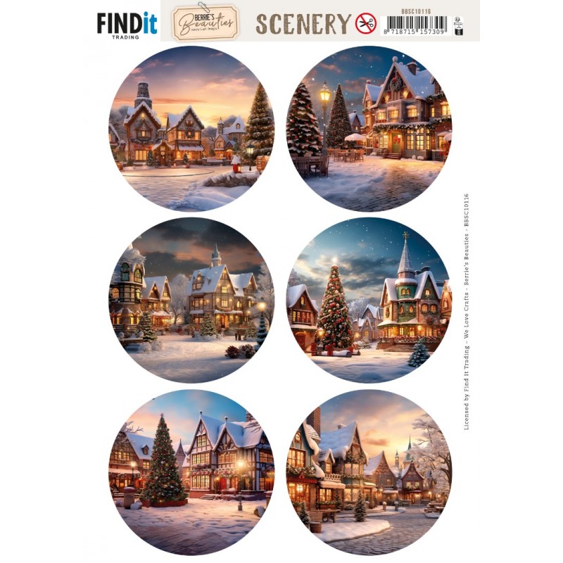 Scenery Push out - Berries Beauties - Christmas Village - Round Scenery Push out - Berries Beauties - Christmas Village - Round