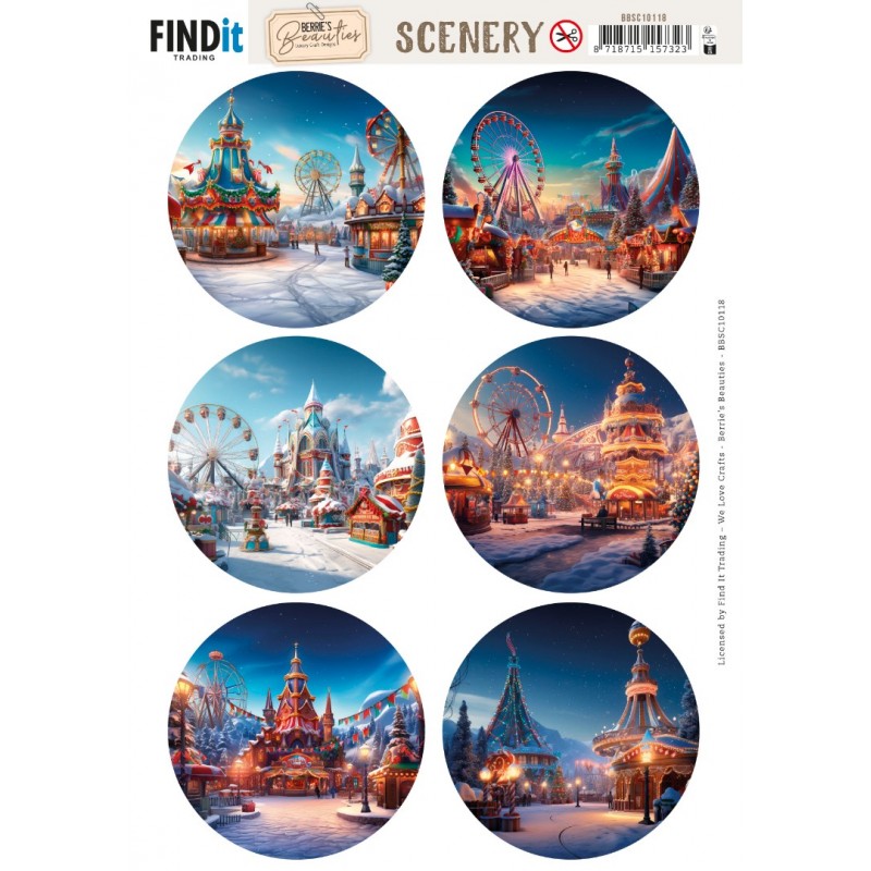 Scenery Push out - Berries Beauties - Winter Fairground - Round Scenery Push out - Berries Beauties - Winter Fairground - Round