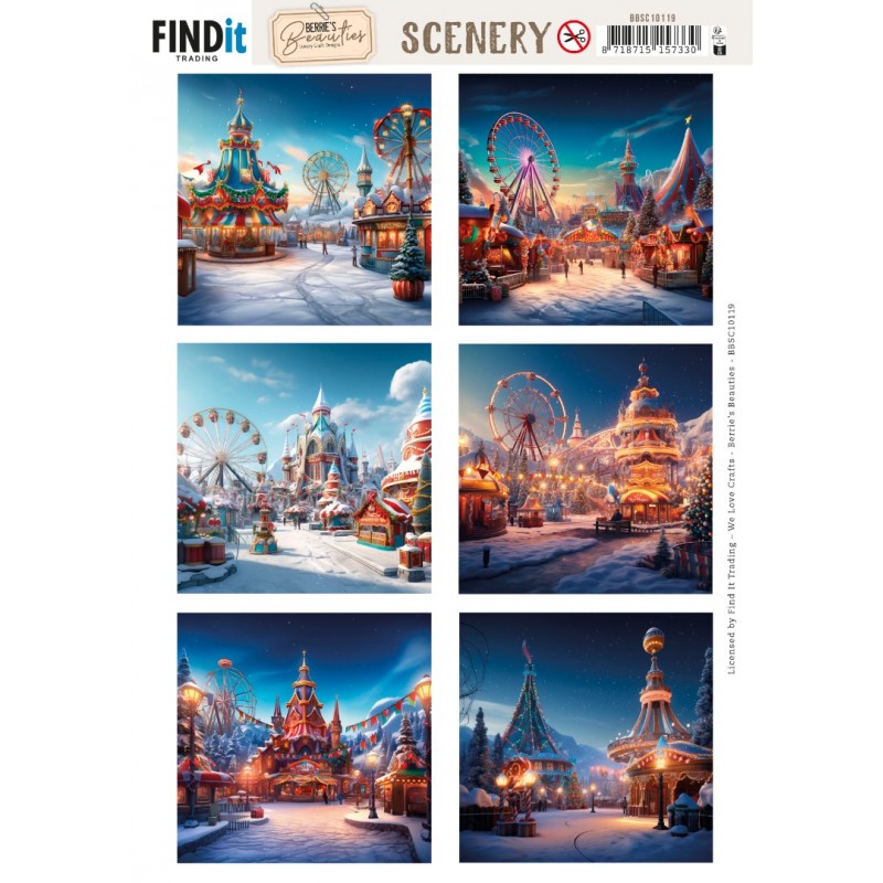 Scenery Push out - Berries Beauties - Winter Fairground - Square Scenery Push out - Berries Beauties - Winter Fairground - Square