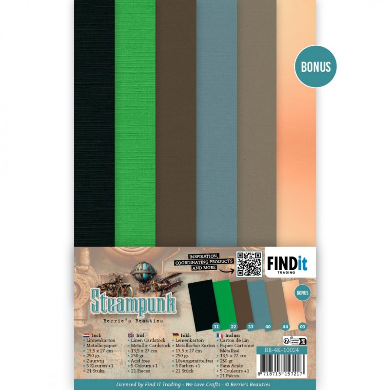 Linen Cardstock Pack - Berries Beauties - Steampunk - 4K