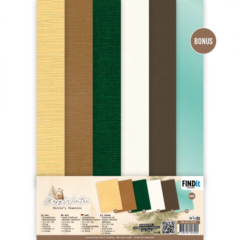 Linen Cardstock Pack - Berries Beauties - Cosy Winter - A4