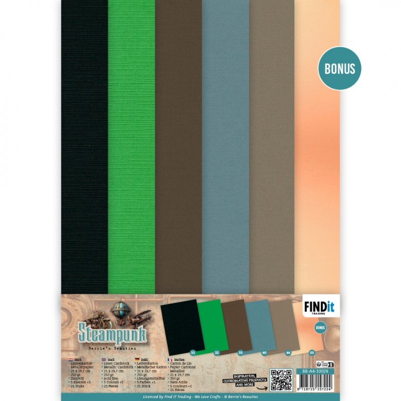 Linen Cardstock Pack - Berries Beauties - Steampunk - A4