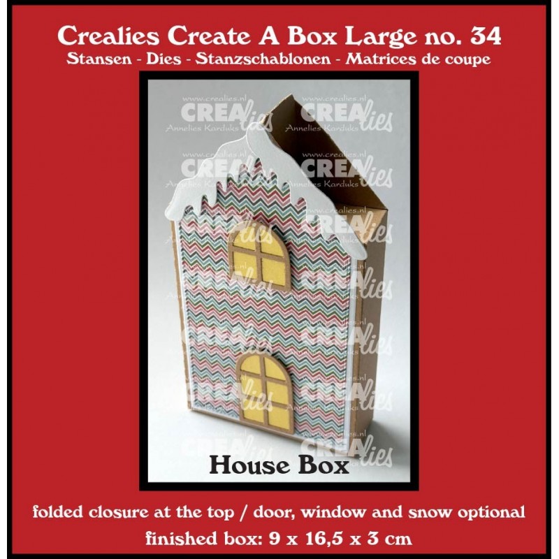 Crealies Die – Flat Box House with Door, Window and Snow Large Crealies Die – Flat Box House with Door, Window and Snow Large