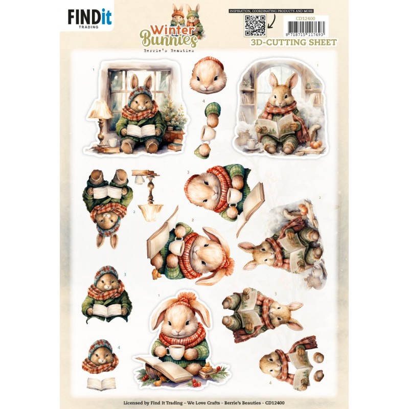 3D Cutting Sheet - Berries Beauties - Winter Bunnies - Reading Bunnies 3D Cutting Sheet - Berries Beauties - Winter Bunnies - Reading Bunnies