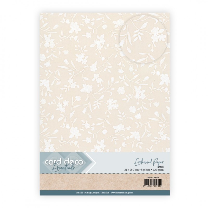 Embossed Paper - Card Deco - Delicate Blossoms - Sand Embossed Paper - Card Deco - Delicate Blossoms - Sand