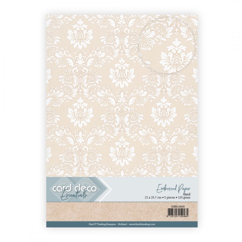 Embossed Paper - Card Deco - Ornate Damask - Sand Embossed Paper - Card Deco - Ornate Damask - Sand