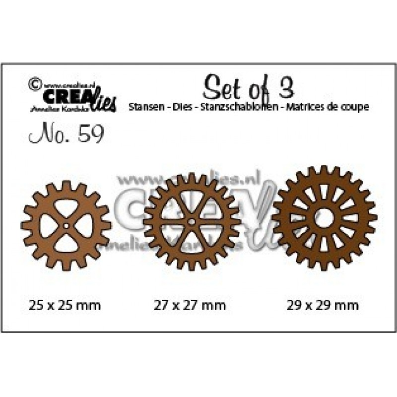 Crealies Die Set – 3x Gears - Cogwheels