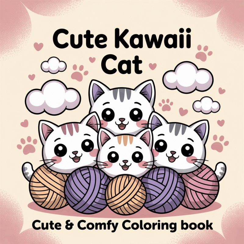 Findit Color - Coloring Book - Cute Kawaii Cat