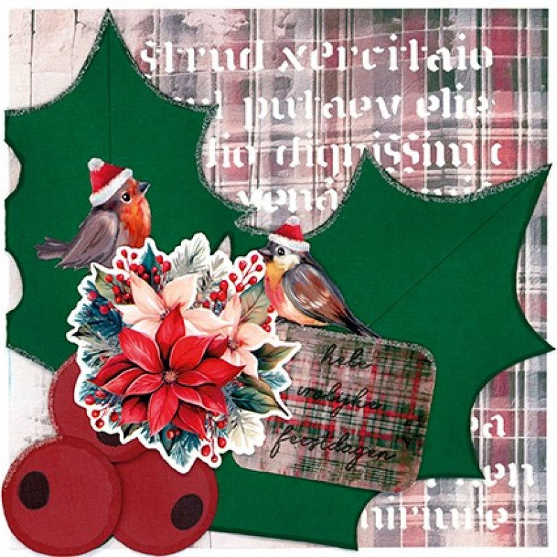 Stencil - Card Deco Essentials - Floral Christmas- Floral Holly A4