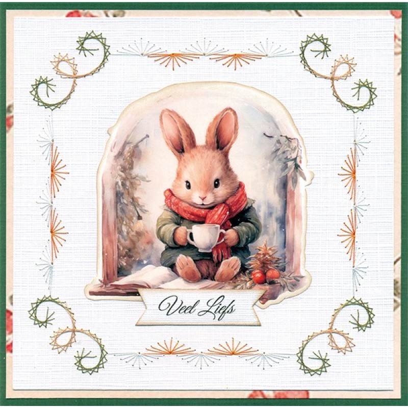 3D Cutting Sheet - Berries Beauties - Winter Bunnies - Reading Bunnies