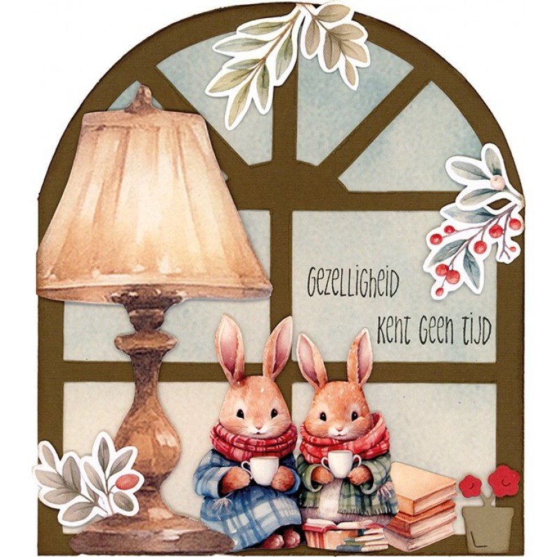Stencil - Card Deco Essentials - Winter Bunnies - Winter Window