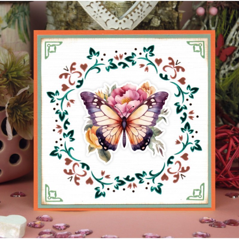 3D Push out Sheet - Berries Beauties - Flutter Flair - Orange Flutters