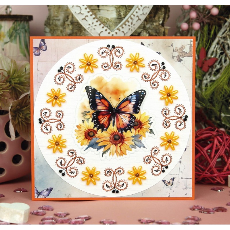 3D Push out Sheet - Berries Beauties - Flutter Flair - Yellow Flutters