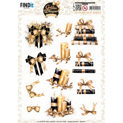 3D Pushout Sheet - Berries Beauties - Golden Whisper - Bow