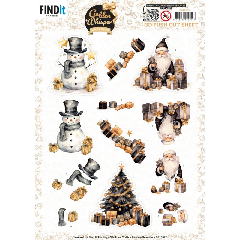 3D Pushout Sheet - Berries Beauties - Golden Whisper - Santa