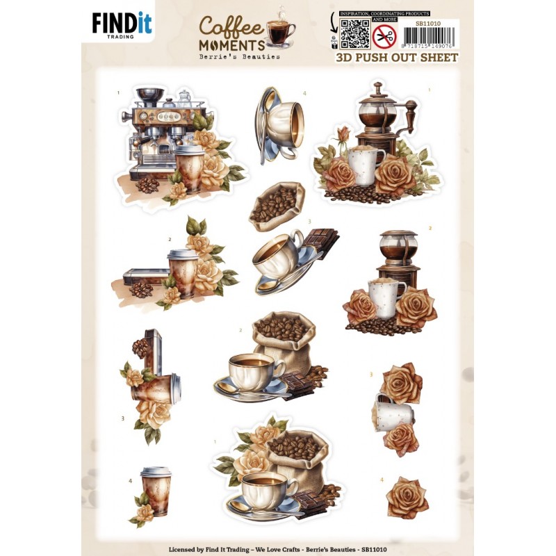 3D Push out Sheet - Berries Beauties - Coffee Moments - Coffee Machine