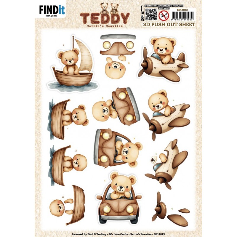 3D Push out Sheet - Berries Beauties - Teddy - Transport