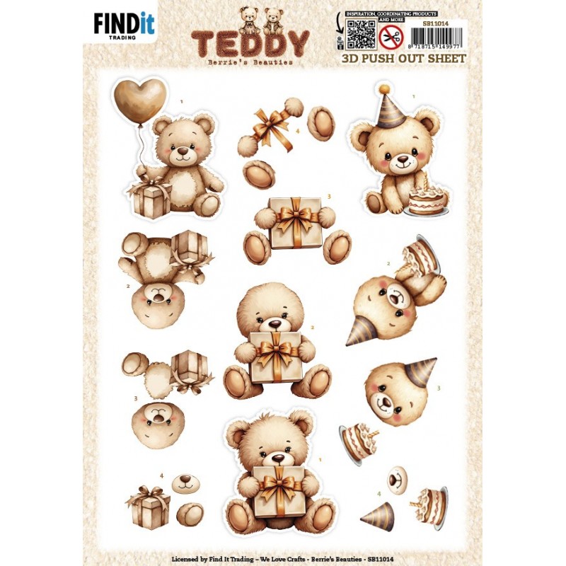 3D Push out Sheet - Berries Beauties - Teddy - Present