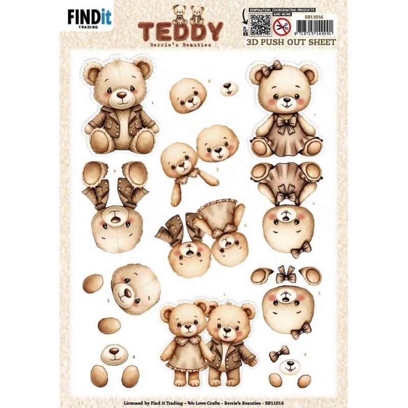 3D Push out Sheet - Berries Beauties - Teddy - Together