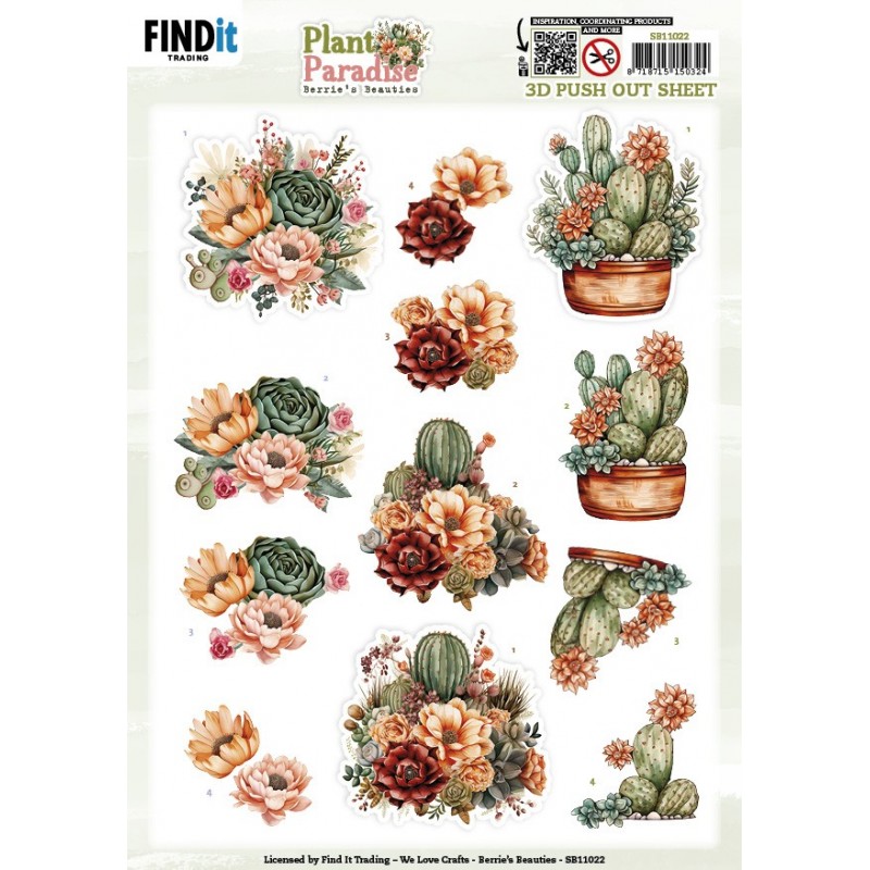 3D Push out Sheet - Berries Beauties - Plant Paradise - Cactus Harmony
