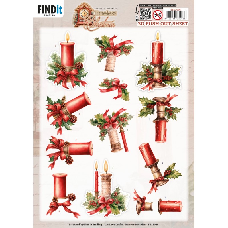 3D Pushout Sheet - Berries Beauties - Timeless Christmas - Timeless Candle