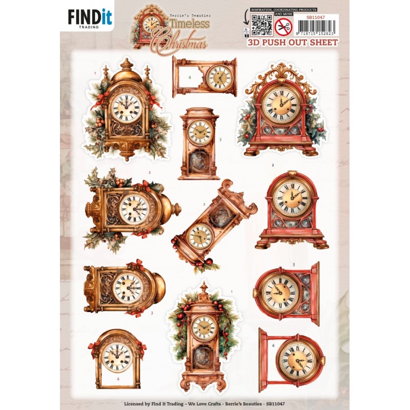 3D Pushout Sheet - Berries Beauties - Timeless Christmas - Timeless Clock