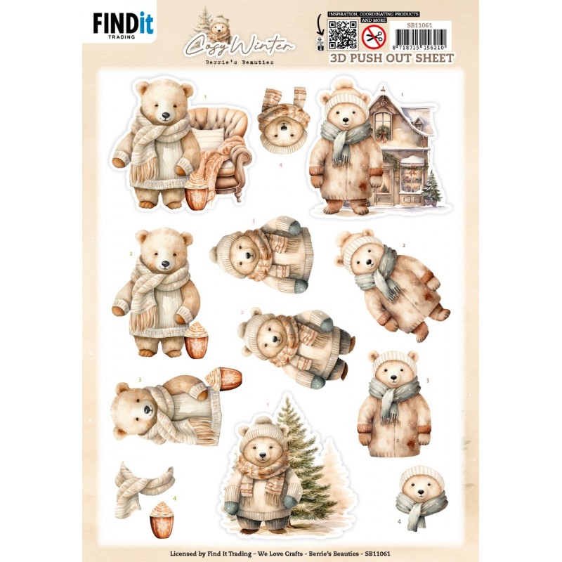 3D Pushout Sheet - Berries Beauties - Cosy WInter - Cosy Bear 3D Pushout Sheet - Berries Beauties - Cosy WInter - Cosy Bear