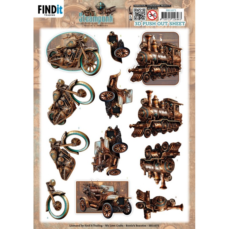3D Pushout Sheet - Berries Beauties - Steampunk - Vehicles