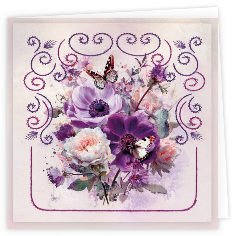 Stitch and Do Cards 27 - Berries Beauties - Purple Flowers