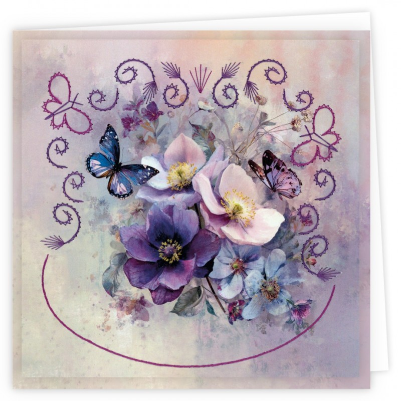 Stitch and Do Cards 27 - Berries Beauties - Purple Flowers